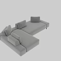 Modern Light Gray Double Sofa With Soft Cushions And Armrest Design 3d model