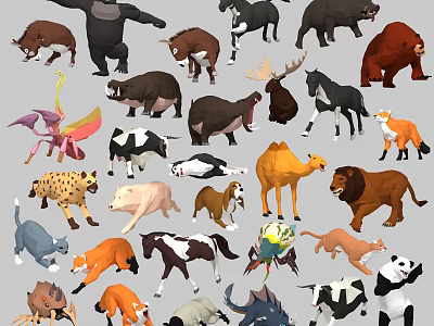 Various Reptile Species Including Lizards Snakes And Turtles In Artistic Illustrations 3d model