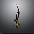 Mythical Red And Yellow Curved Weapon With Dragon Inspired Ornate Details