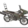 Vintage Style Motorcycle With Metal Ladder And Unique Design Elements