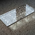 Contemporary Transparent Coffee Table With Geometric Metal Frame And Glass Top