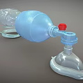Blue Manual Resuscitation Bag With Transparent Mask Red Valve Knob And Connecting Tube