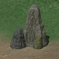 Large And Small Rockery Stones In Garden With Green Grass And Earth Ground
