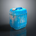 Worn Blue Plastic Water Storage Container With Blue Handle And White Lid 3d model