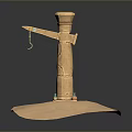 Functional Vehicle Wooden Model With Extending Arm Hanging Accessory And Red Marked Circular Base