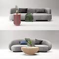 Modern Multiplayer Sofa Shaped Sofa Coffee Table Combination 3d model