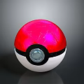 Red and White Pokemon Ball with Black Stripe and Silver Button Shiny Decorative Ornament Set
