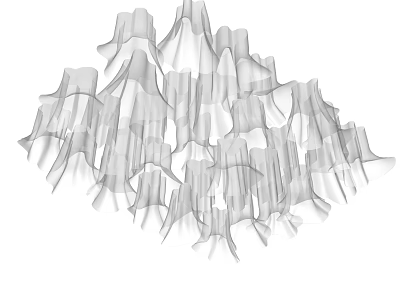Sculptural Modern Chandelier With Layered Irregular Sheet Like Structures And Abstract Design 3d model