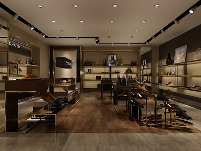 Modern Luxury Store Interior With Display Shelves Bags Shoes And Accessories 3d model