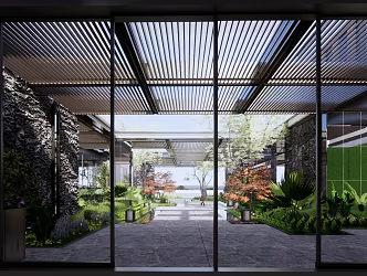 Modern courtyard commercial leisure area landscape 3d model