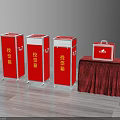 Red Ballot Voting Boxes And Small Container On Table With Red Cloth 3d model