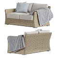 Rattan Sofa Double Sofa Bamboo Sofa 3d model