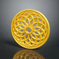 Golden Circular Clothing Accessory With Intricate Hollow Floral Pattern Design