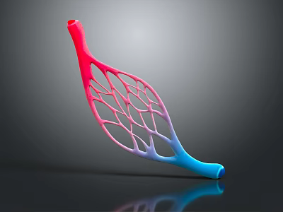 Branched Tissue System With Red to Blue Gradient and Network Structure 3d model