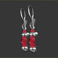 Chic Fashion Earrings Featuring Silver Hooks Twisted Red Decoration and Silver Beads