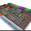 Colorful Commercial Street Vibrant Layout With Paved Ground Various Shops Stalls And Pedestrians