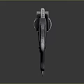 Futuristic Metallic Weapon With Sharp Blade Gold Accents And Sleek Design