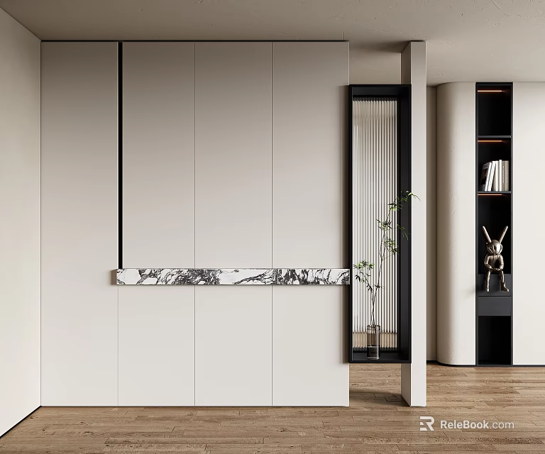 Modern Shoe Cabinet Interior Design With Sleek White Doors And Marble Countertop Surface 3d model 