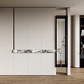 Modern Shoe Cabinet Interior Design With Sleek White Doors And Marble Countertop Surface