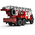 Red Off Road Fire Rescue Utility Vehicle With Extended Ladder And Equipment