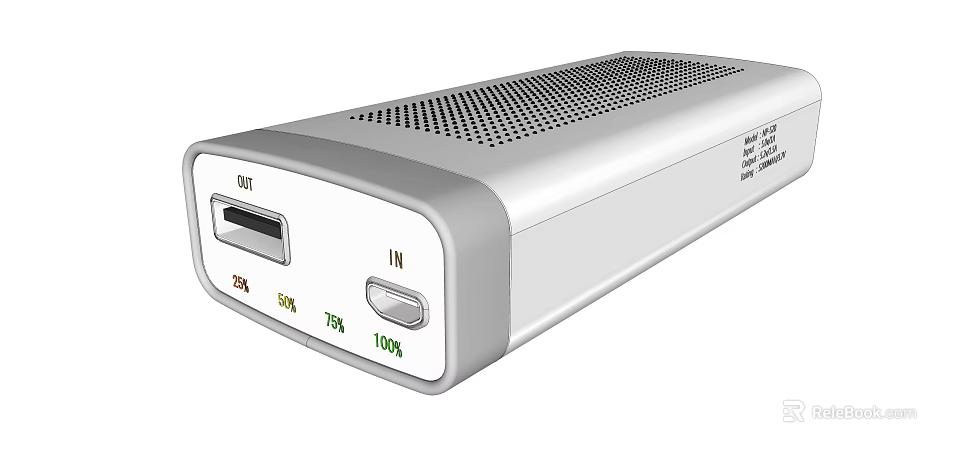 White Portable Power Bank With USB C Port Charging Status LED Indicators And Heat Dissipation 3d model 