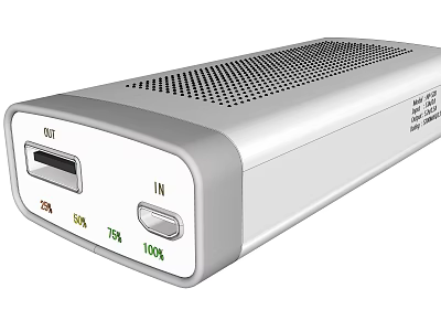 White Portable Power Bank With USB C Port Charging Status LED Indicators And Heat Dissipation 3d model