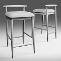 Modern Minimalist Bar Stools With Dark And Light Wooden Legs And Fabric Seats