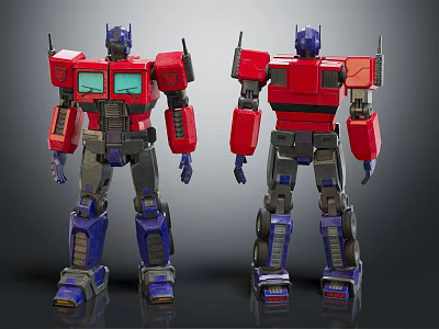 Red Blue Robot Character Front And Back View Collectible Model Design 3d model