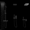 Modern Black Wall Mounted Shower Faucet With Overhead Handheld Showerheads And Water Flow
