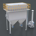 Industrial Equipment With Yellow Guardrail Dual Cone Bottom And Blue Motor Piping System