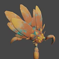 3D Rendered Orange Blue Spotted Insect Like Creature With Wings And Legs