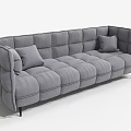 Modern Gray Three Seater Sofa With Block Design And Soft Cushions 3d model