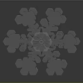 Snowflake Shaped Transparent Sculpture with Symmetrical Geometric Patterns and Blue Reflection at the Bottom
