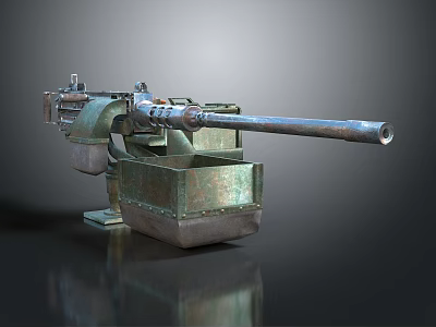Vintage Artillery Gun With Long Metal Barrel And Heavy Duty Base Structure 3d model