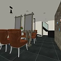 Hair And Beauty Salon Interior With Barber Chairs Sofa Cushions Wooden Floor And Wall Decor