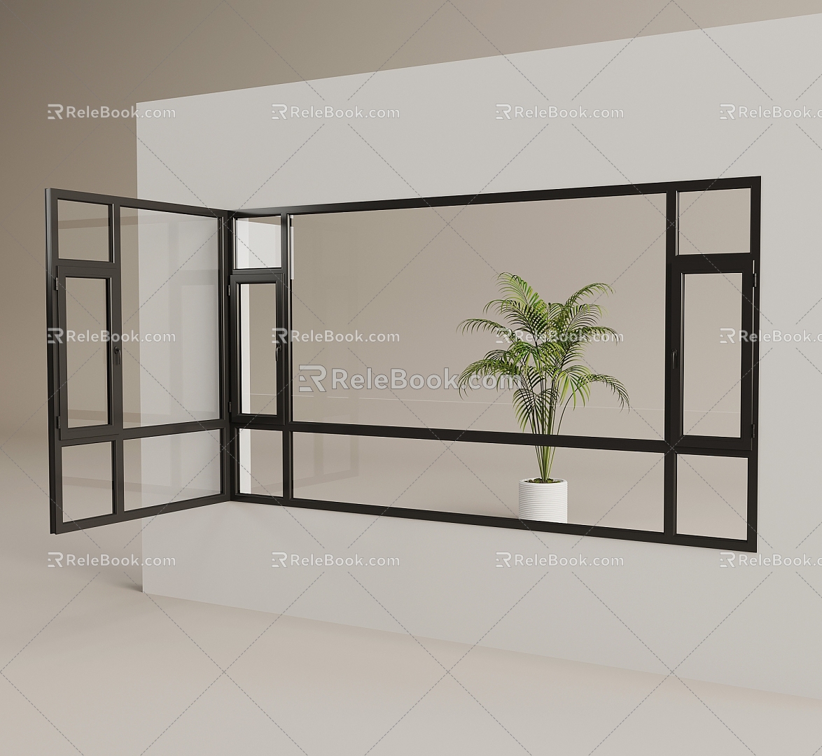 glass window balcony window floor-to-ceiling window 3d model