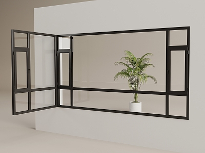 glass window balcony window floor-to-ceiling window 3d model