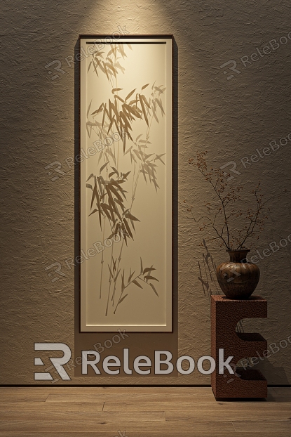 New Chinese Decorative Painting Zen Hanging Painting Vertical Strip Decorative Painting Bamboo Decorative Painting model