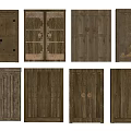 Classic Wooden Double Doors With Different Carved Patterns And Panel Details