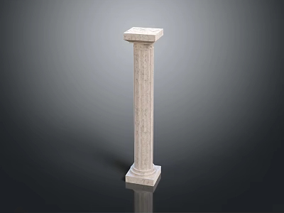 Classical White Marble Roman Column With Fluted Design And Pedestal Base 3d model