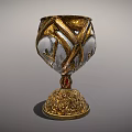 Exquisite Trophy with Gold and Silver Body Golden Braided Decorations Carved Base and Red Gemstone