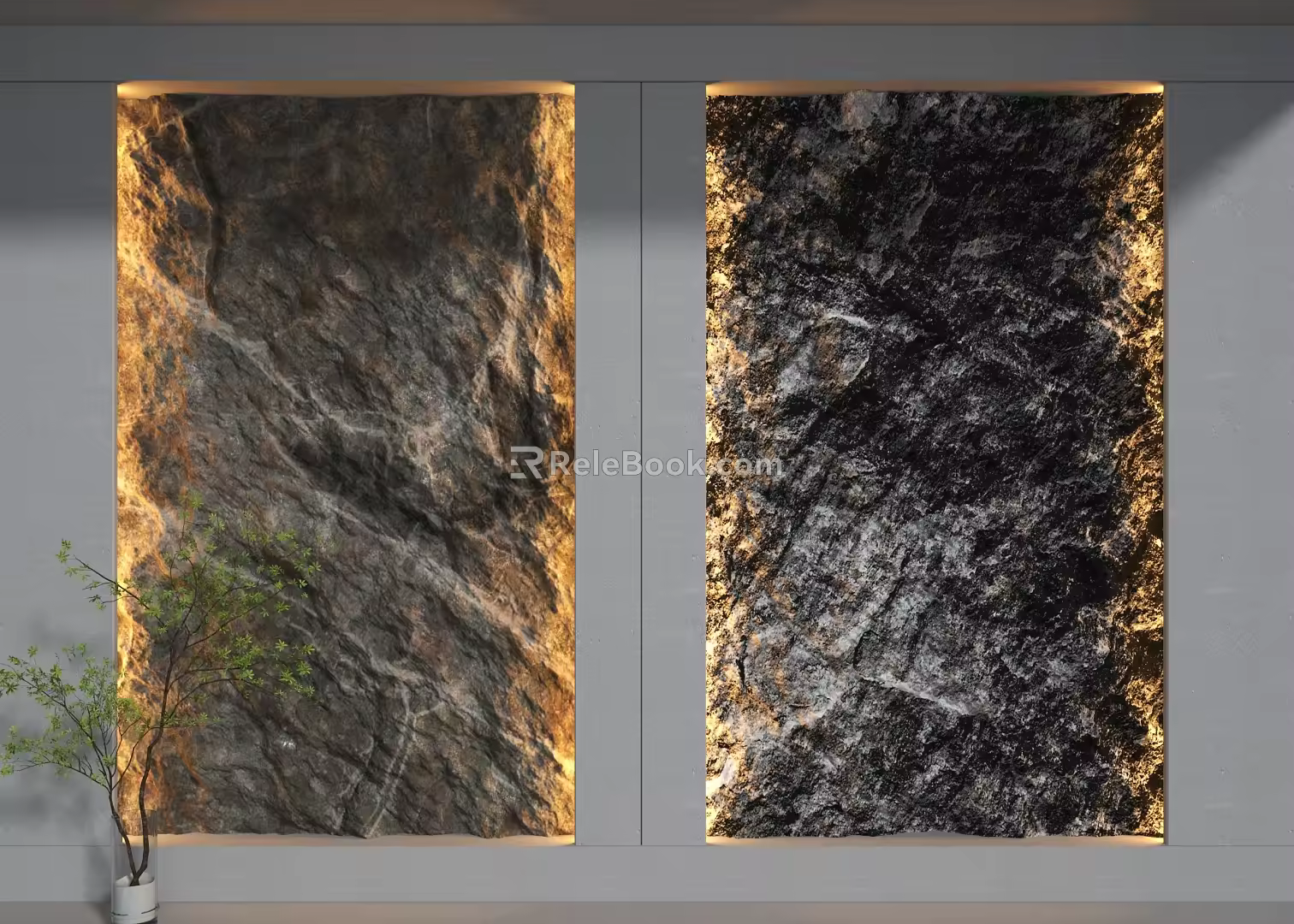 rubble background wall molten rock 3d model