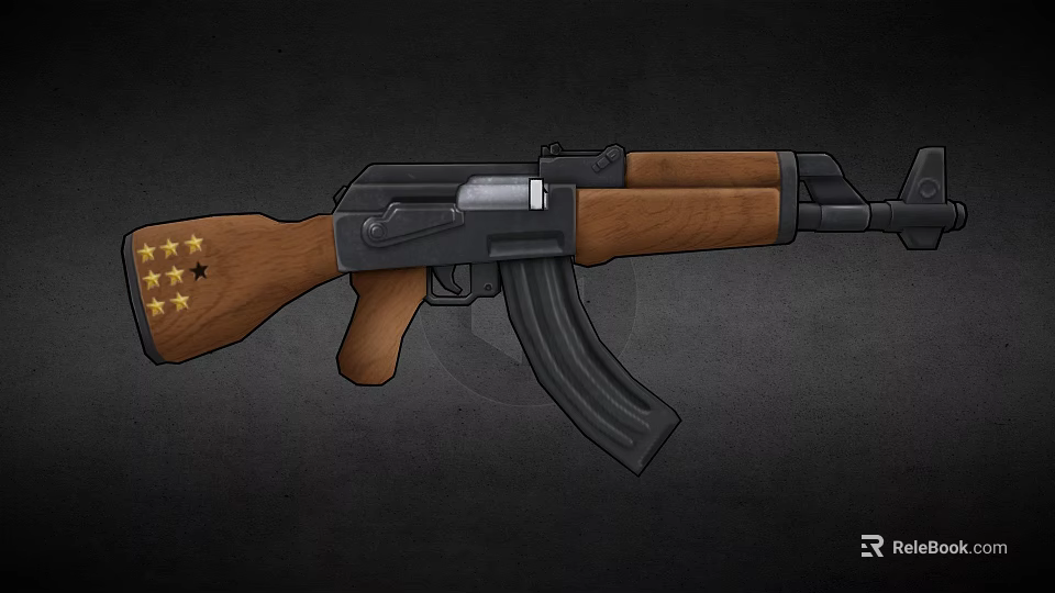 Inflatable Toy Gun With Wooden Texture Star Patterns And Black Components Design 3d model