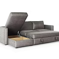 Modern Gray Sectional Sofa With Open Storage Compartment And Comfortable Design 3d model