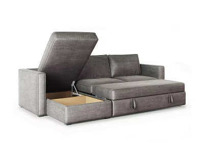 Modern Gray Sectional Sofa With Open Storage Compartment And Comfortable Design 3d model