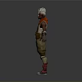 3D Fantasy Character With White Hair Orange Scarf Brown Outfit And Red Boots