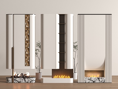 Decorative fireplace background wall modeling wall 3d model