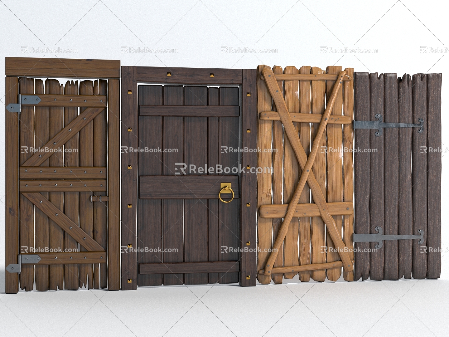 Style Wooden Door Decorative Door sliding door fence gate 3d model