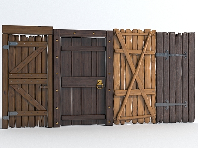 Style Wooden Door Decorative Door sliding door fence gate 3d model