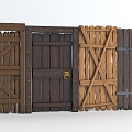 Style Wooden Door Decorative Door sliding door fence gate 3d model